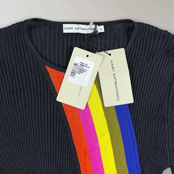 NWT Mary Katrantzou Rainbow Stripe Sweater Hydra Long Sleeve Pullover Size Lrg - Picture 2 of 8